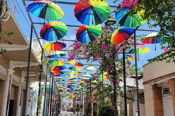 Puerto Plata Private City Tour with Mount Isabel & Rum &Chocolate - Umbrella Street and Saint Philip Cathedral square: fast colonial texture